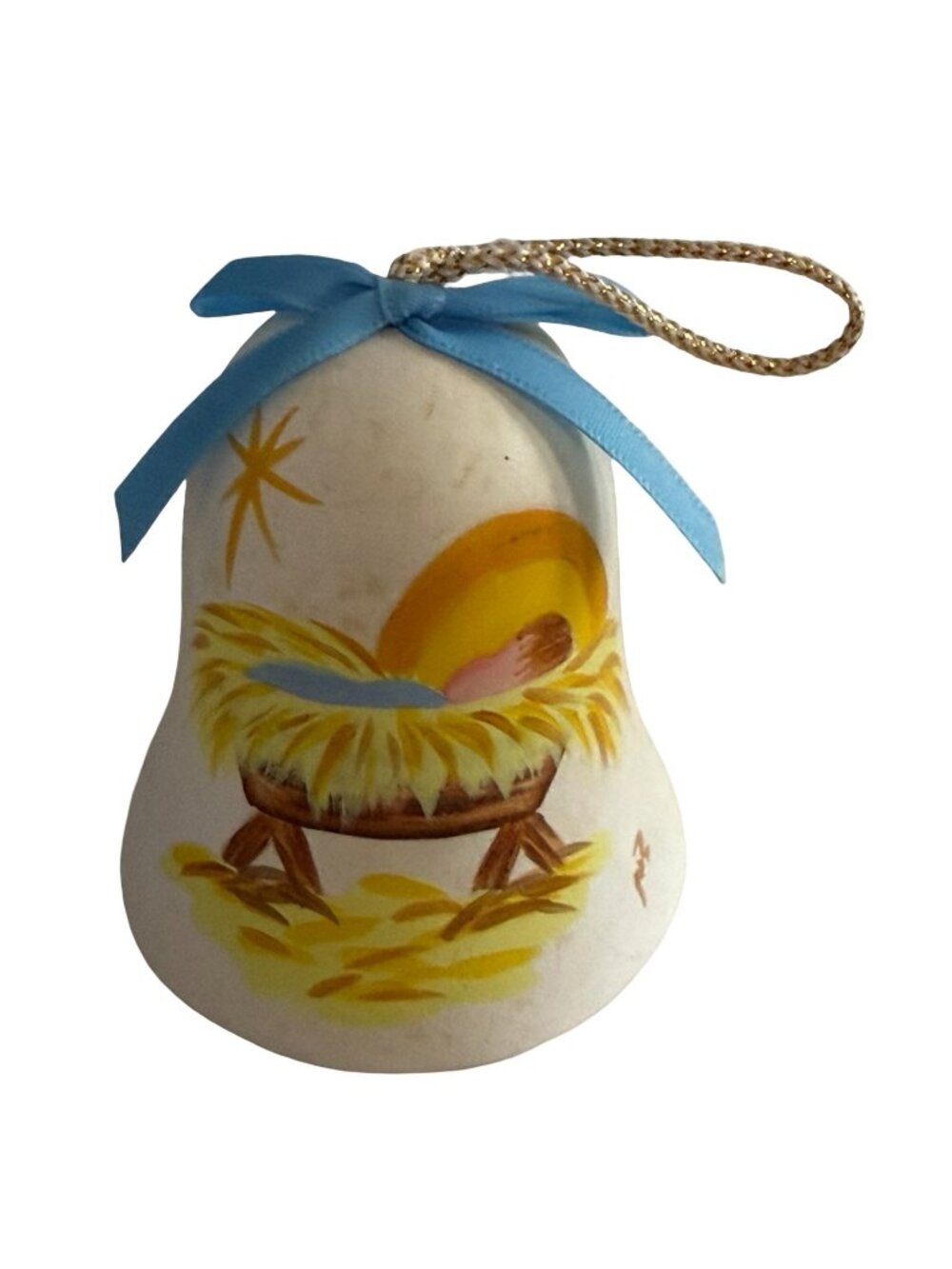 Vintage Sandstone Creations Nativity Bell Ornament Hand Painted Christmas Decor